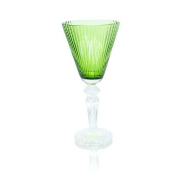Imagem de Taça Água Cristal Verde Finos Lapidados Base Incolor Luxo - luxdecorca