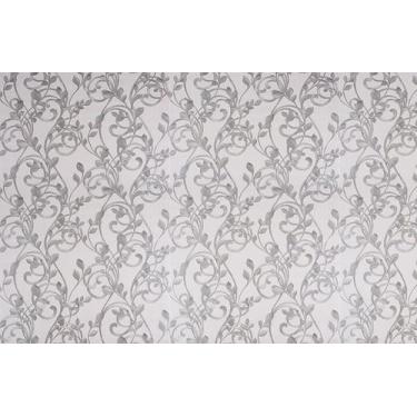 Imagem de Papel de Parede Texturizado Barroco Vinílico Folhas Arabescas Prata (1