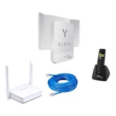 Imagem de Kit Amplimax 4G - ELSYS + Roteador Wi-Fi 300Mbps + Telefone + 10M Cabo