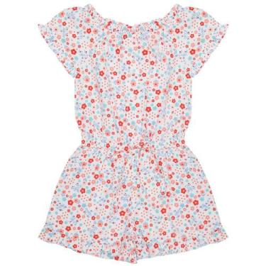 Imagem de Macacão Infantil Look Jeans Estampado Floral, Única, 2