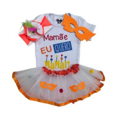 Imagem de Body Bebe Carnaval + Mascara + Saia Tutu + Laço - ESCOLHA MODELO - RL,