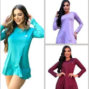 Imagem de Kit 3 Saídas de Praia Vestido feminino proteção solar UV 50+ FPS - For