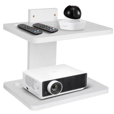 Imagem de BEARUT Pequena prateleira para projetor/prateleira flutuante para projetor de parede/prateleira de roteador/prateleira de caixa de cabos de modem/suporte de rack de projetor/suporte de projetor da