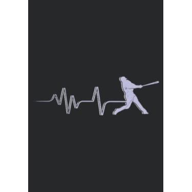 Imagem de Notizbuch A5 kariert mit Softcover Design: Baseballer Herzschlag Herzfrequenz EKG Baseball Pitcher: 120 karierte DIN A5 Seiten