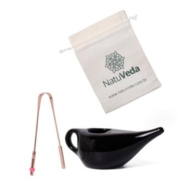 Imagem de Higienizador Nasal neti pot jalaneti Lavagem Nasal + Raspador de Língua em Cobre