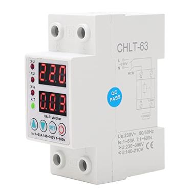 Imagem de Dispositivo de Proteção de Tensão 63A 230VAC, Protetor de Tensão de Display LED Duplo de Recuperação Automática Ajustável, Protetor de Corrente de Pára-raios Monofásico sobre