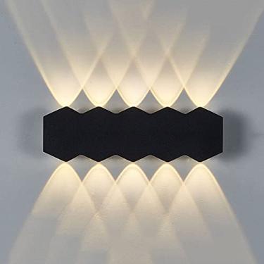 Imagem de Luminária de parede externa retangular minimalista moderna, resistente, preta, com caixa de alumínio, à prova d'água, à prova de ferrugem e poeira, iluminação externa para a porta da frente