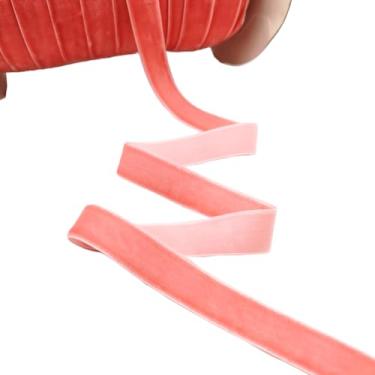 Imagem de Fita de veludo laranja de 50 metros, fita vintage para embrulho de presente, fitas para artesanato, ornamentos de tecido de veludo para decoração de árvore de Natal, guirlanda, guirlanda de flores,