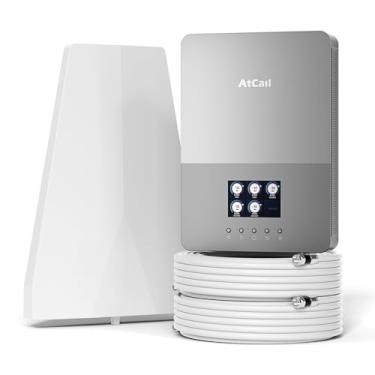 Imagem de Amplificador de sinal de celular para casa, banda 12/17/13/5/2/25/4/66, até 5.000 pés quadrados, compatível com todas as operadoras dos EUA, tela LCD Big HD, amplificador de celular aprovado pela FCC