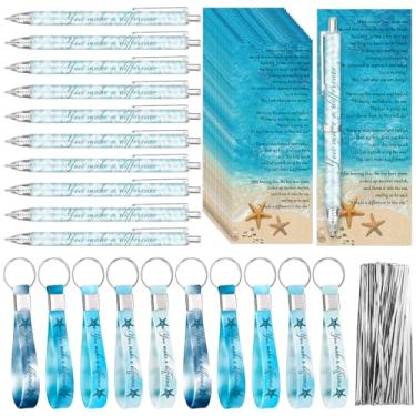 Imagem de Sayglossy 10 conjuntos de presentes de agradecimento voluntário a granel You Make a Difference Cards Starfish Story Cards Inspirational Keychains Dispatcher Gifts for Nurse Employee Staff Paramedic