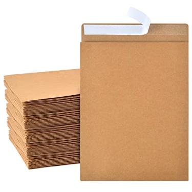 Imagem de 50 envelopes expansíveis 25 x 33 x 5 envelopes grandes Kraft 10 x 13 envelopes de catálogo descascar e selar para armazenamento e organização de negócios de escritório doméstico (50)