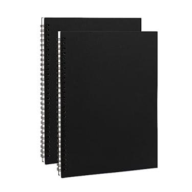 Imagem de DSTELIN Caderno espiral em branco, pacote com 2, capa macia, caderno de esboços, 120 páginas/60 folhas, 25,4 cm x 19 cm, 100 GSM, (preto)