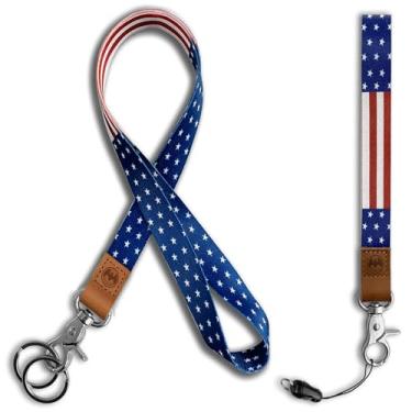 Imagem de Cordão de pulso e pescoço para crachás de identificação e chaves fofo para mulheres, pacote com 2, cordões masculinos de pescoço legal, porta-chaves de carro