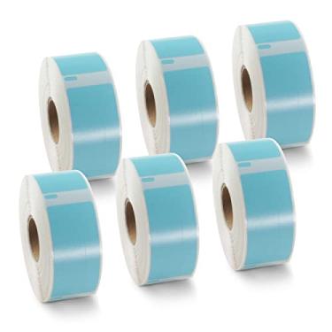 Imagem de BETCKEY Etiquetas coloridas compatíveis com etiquetas Dymo 1738595 (3/10.2 cm x 2-1/5.1 cm), compatíveis com impressoras Dymo LabelWriter Thermal 450, 4XL e Zebra [6 rolos, 2700 etiquetas, azul claro]