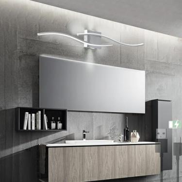 Imagem de Luminária de parede com espelho LED 5000 mAh operada por bateria para interior arandela USB design moderno em forma de onda luminárias de parede lâmpada de parede para sala de estar corredor quarto