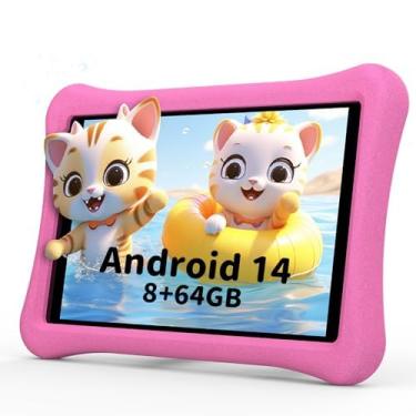 Imagem de Tablet infantil para crianças de 3 a 7 anos: tablet Android 14 de 10 polegadas 6000 mAh, 8 GB + 64 GB + 1 TB expansível para crianças com espaço infantil, controle parental, HD, câmera dupla, WiFi