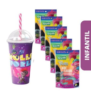 Imagem de Kit Infantil Trolls Flossers  GUM  Flosser Dental Infantil  100 unidad