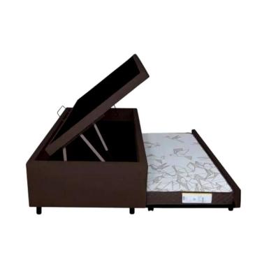 Imagem de Cama Box Baú Solteiro com Auxiliar para Colchão 88x188x46cm