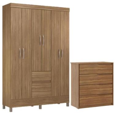 Imagem de Kit Guarda Roupa Solteiro 6 Portas Flash II Cômoda Atria - Demóbile, A