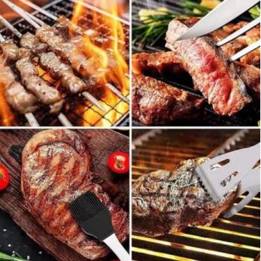 Imagem de Kit Churrasco Profissional Inox Chef Gourmet Utensílios 8 peças - M&E 