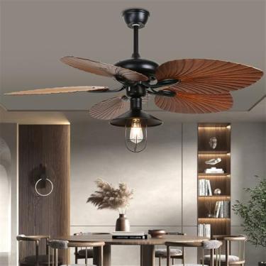 Imagem de American Retro LED Ventilador Luz Europeia Luxo Sala de Estar Restaurante Quarto EstudyVilla Hotel Café Ventilador De Teto Luz Remota Ventilador Elétrico (Estilo 25)