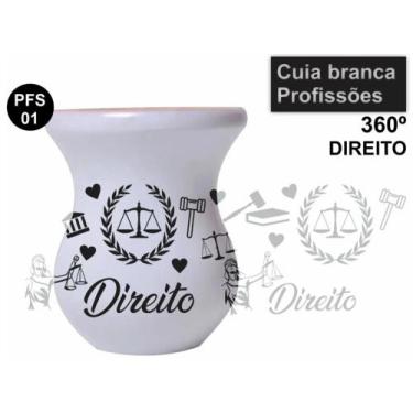 Imagem de Cuia de Madeira Branca Personalizada 360 Profissões - Direito - Mix At