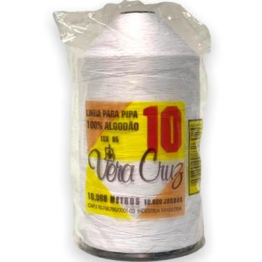 Imagem de Linha Vera Cruz Fio 10 de 12000 Jardas Para Pipas, Branco