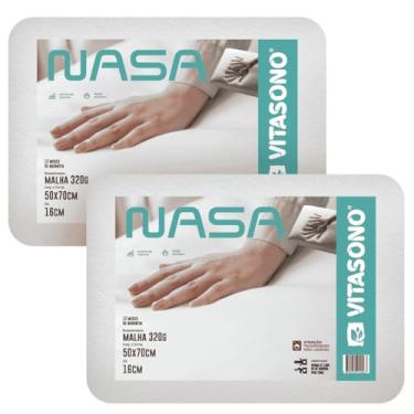 Imagem de Kit 2 Travesseiro Nasa Vitasono Cervical Viscoelástico Ortopédico 50x70x16cm