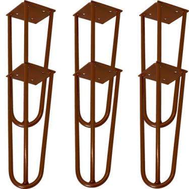 Imagem de Kit 06 Pés de Ferro Aço Hairpin Legs 25 cm Bronze A01 Sofá Móveis Mesa