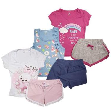 Imagem de Kit com 3 Conjunto Short e Camiseta Roupas Bebê Verão Menina - Koala B