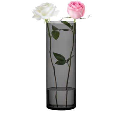 Imagem de SUREAM Vasos de plástico para centros de mesa, 10 cm L x 30 cm A vasos de flores redondos de acrílico para flor, planta, floral (não vidro), suporte de vela flutuante para festa de casamento em casa