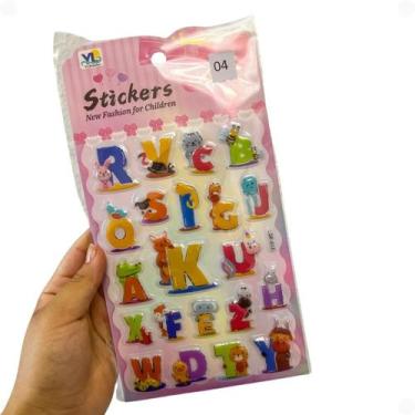 Imagem de Cartela de Adesivos 3D - Animais Comidas Dinossauro Unicornio Astronau