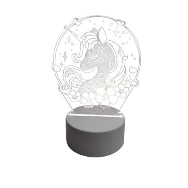 Imagem de Luminária Abajur Novo Unicornio Acrílico Led 3d Mesa Quarto Namorado L