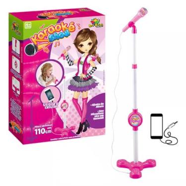 Imagem de Microfone Karaokê com Pedestal Menina Use no Celular Cantar Criança - 