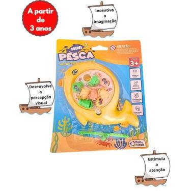 Imagem de Brinquedo Pega Peixe Magnético Com Movimento 8 Peixes Mini Pescaria Pa