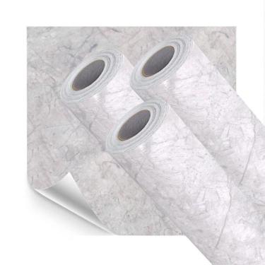 Imagem de Kit 3 Papel de Parede Adesivo Lavavel Pedra Marmore Cinza Claro 15M - 