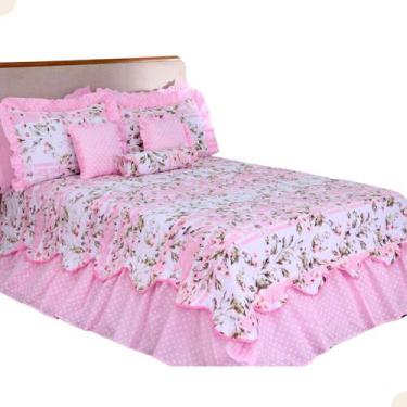 Imagem de Kit 6 Peças Cobre Leito Colcha Queen Babados Hotel Pousada - Deccorall