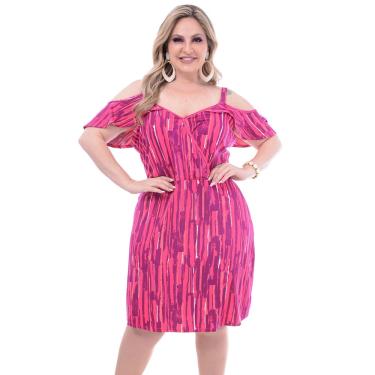 Imagem de Vestido Plus Size MalWee Transpassado Ciganinha Magenta
