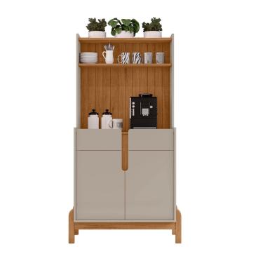 Imagem de Aparador Sala de Estar Armário Buffet Ripado para Cozinha 2 Portas e 2 Gavetas Cantinho Do Café Lizz Casa D - Offwhite