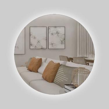 Imagem de Espelho Redondo Decorativo com Led Branco 60cm para Banheiro Quarto Sala