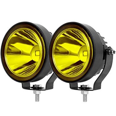 Imagem de SUFEMOTEC Luzes LED de neblina âmbar/amarelo, 2 peças, luzes auxiliares de trabalho de 60 W, 10 cm, adequadas para motocicleta, caminhão, carro, SUV, ATV, captadores de barco, trator 12 V 24 V, luzes