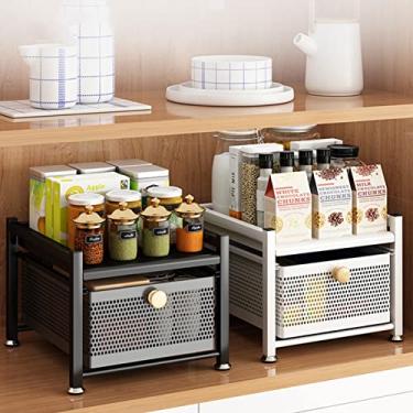 Imagem de Rack de armazenamento de bancada com ganchos, organizador de armazenamento multifuncional, carrinho móvel para sala de estar, banheiro, cozinha, suprimentos (tamanho: 4 camadas, cor: preto) (preto, 4