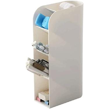 Imagem de Porta-lápis de mesa, multifuncional, suporte de lápis de grande capacidade, suporte decorativo de mesa para pincéis de maquiagem, artigos de papelaria (branco)