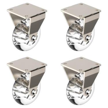 Imagem de Jogo 4 Rodizio Roda Gel Silicone 50mm Fixo Placa Anti-risco - SOPRANO