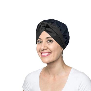 Imagem de Faixa de Cabelo Turbante e Touca Redinha Preta Cozinha Bar - CASACHA
