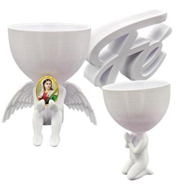 Imagem de Relicario Decoração Casa Santa Luzia Anjo Guarda Oração - Point da Fe