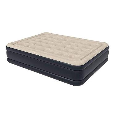 Imagem de Colchão de ar inflável de tamanho duplo com bomba elétrica e kits de reparo - Bolsa de armazenamento de 200 x 152 x 48 cm e adesivos de reparo incluídos tecido flocagem
