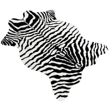 Imagem de Aoczes Tapete com estampa de zebra pequena, 10 x 6 m, lindo tapete de couro sintético com estampa de animal para quarto, sala de estar, sala de crianças, escritório, parede, ocidental, decoração de
