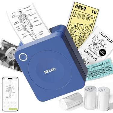 Imagem de Nelko Impressora de adesivos, PM230 Print Pod Mini Bluetooth Portabel Maker de adesivos com 3 rolos de papel, miniimpressora de cápsulas de impressão com vários modelos para telefone e tablet, para