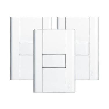 Imagem de Interruptor Simples Com Placa 4x2 Fame Modulare - Kit 3 Un, Branco